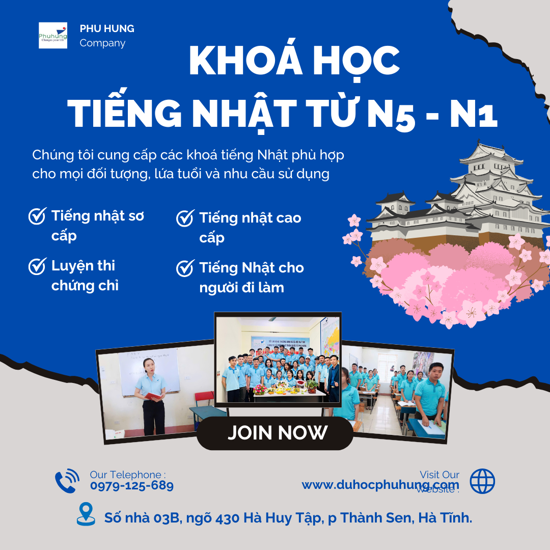 GIỚI THIỆU KHOÁ HỌC TIẾNG NHẬT N5 – N1 TẠI TRUNG TÂM PHÚ HƯNG